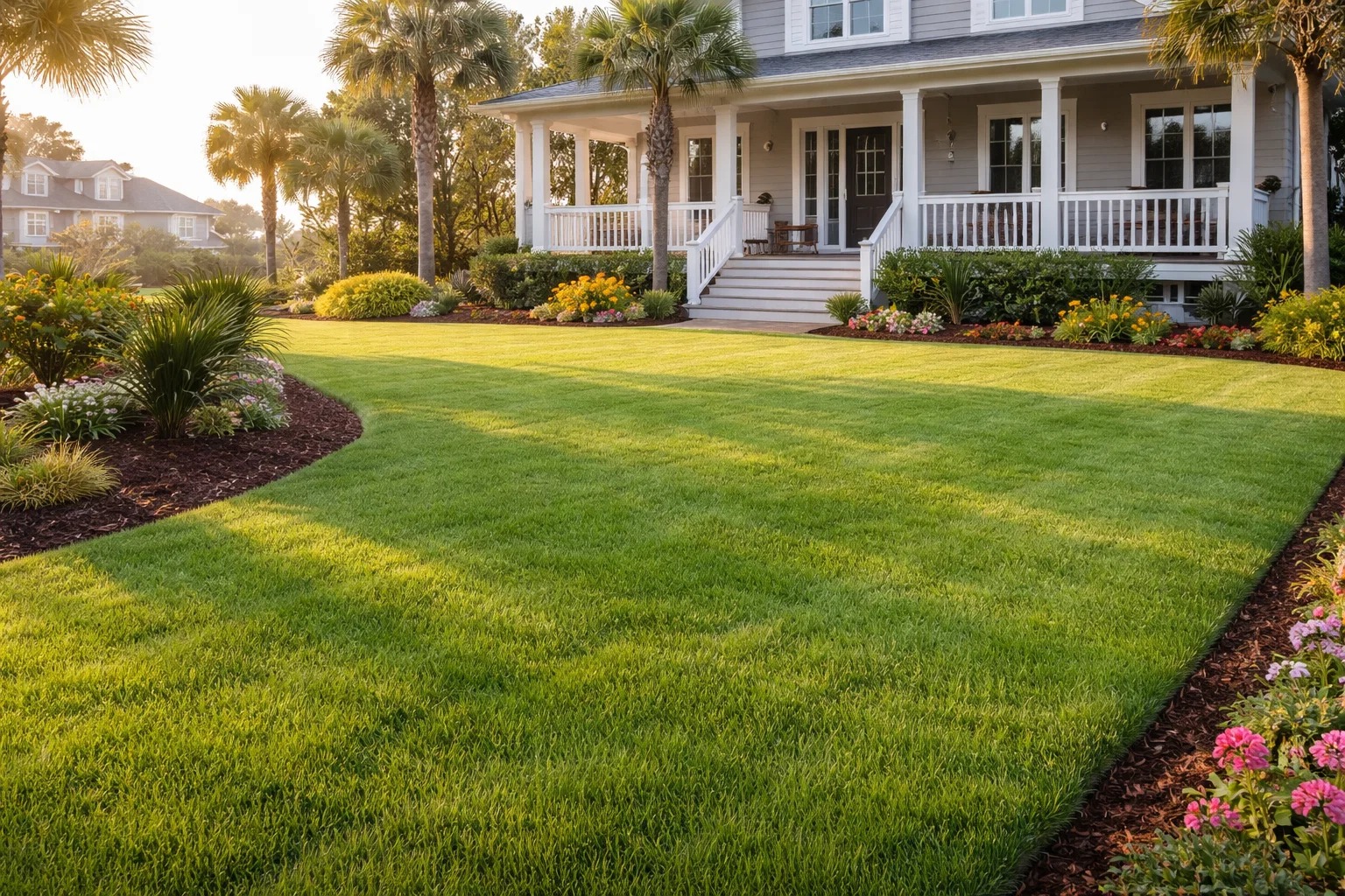 fresh green turf emerging after winter